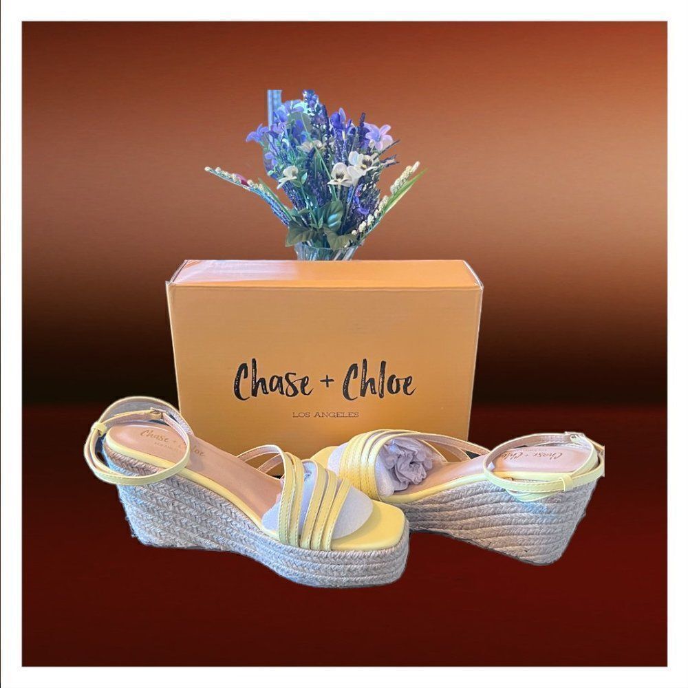 Chase & Chloe Cordelia Platform Wedge Espadrille Heels in Yellow - Sz. 10 - NWB!
